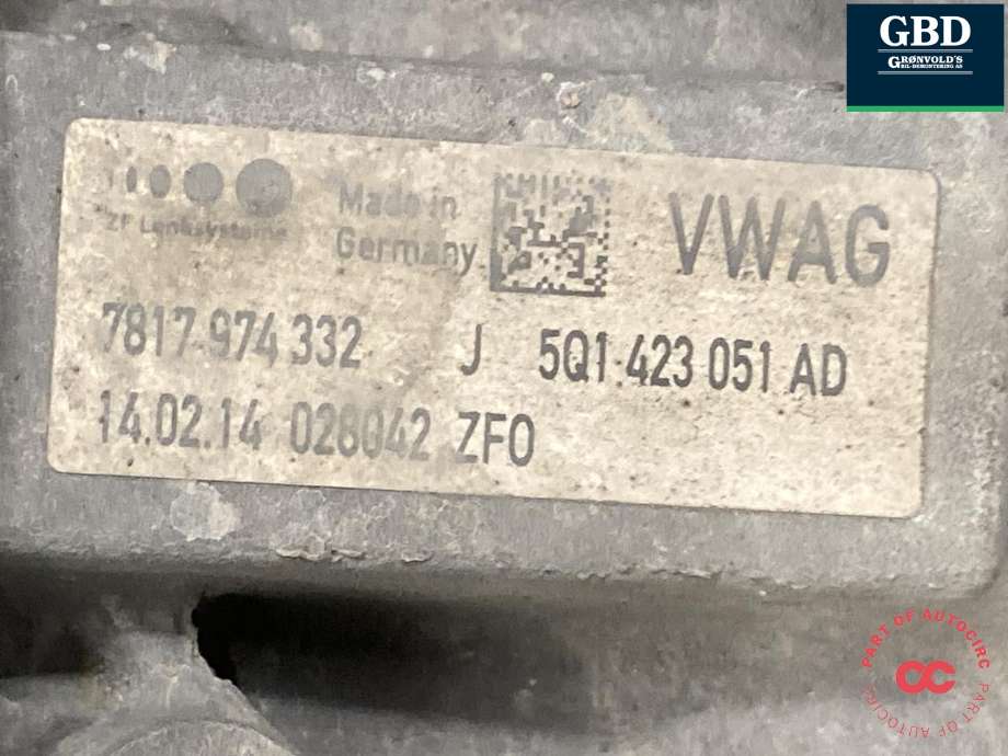 Tannstang elektrisk til Audi A3 2012-2016 (Type III, Fase 1)  (5Q1 423 055 M|5Q1 423 055 A|  5Q1 423 051 AD|5Q1 423 055 AX)