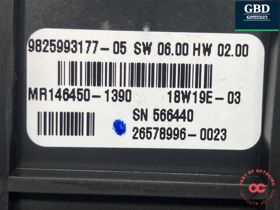 Varmeapparat betjening til Peugeot Partner 2015-2019 (Type II, Fase 2) (96 787 233 XT|98 259 931 77|MR146450-1390)
