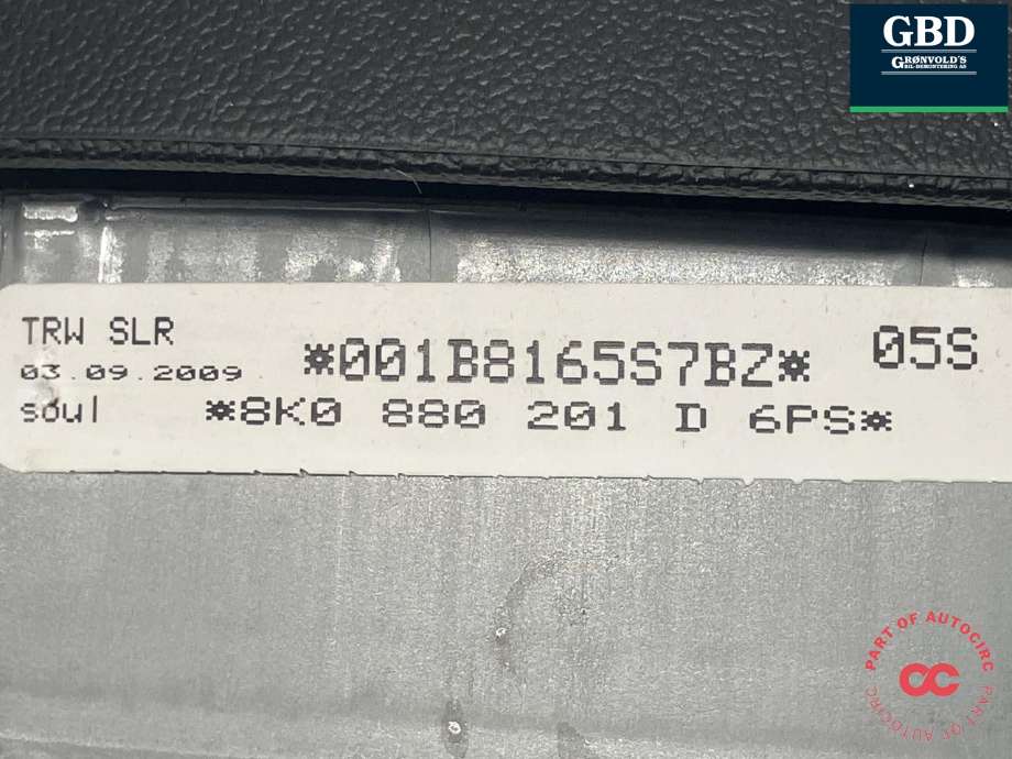 Airbag rattpute til Audi A4 2007-2014 (Type IV) (B8) (B8) (TRW|8K0 880 201 AK 6PS|8K0 880 201 D 6PS|8K0 880 201 D)