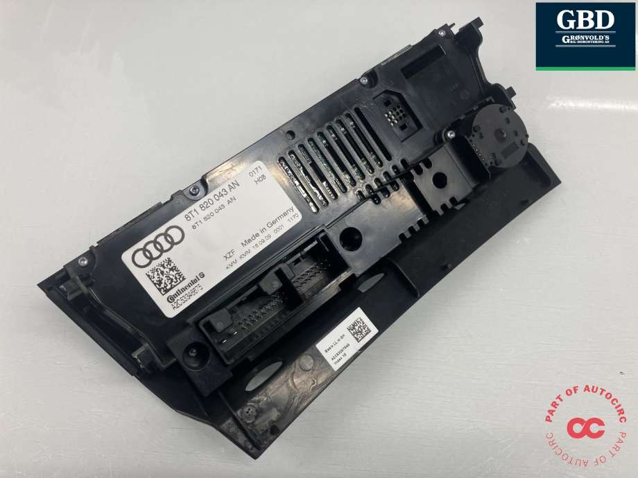 Varmeapparat betjening til Audi A4 2007-2014 (Type IV) (B8) (B8) (CONTINENTAL|8T1 820 043 AS XZF|8T1 820 043 AH XZF|8T1 820 043 AN| A2C53346675)