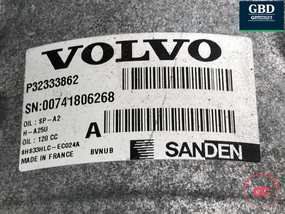 Aircondition kompressor til Volvo XC90 2015-2025 (Type II)  (36013036|32333862|)