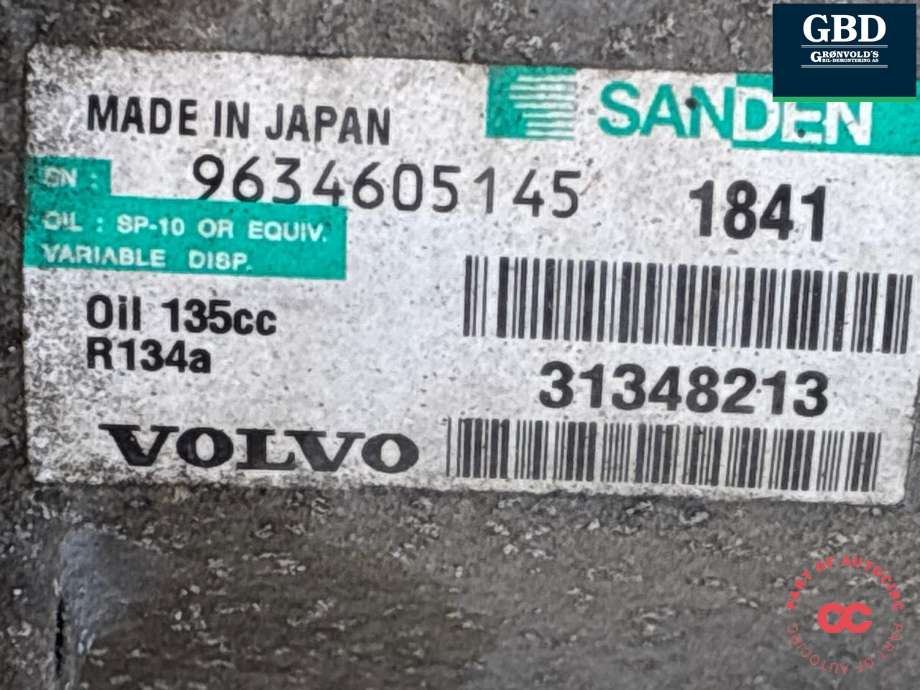 Aircondition kompressor til Volvo V70 2007-2013 (Type III, Fase 1) (36001870|21248213|)