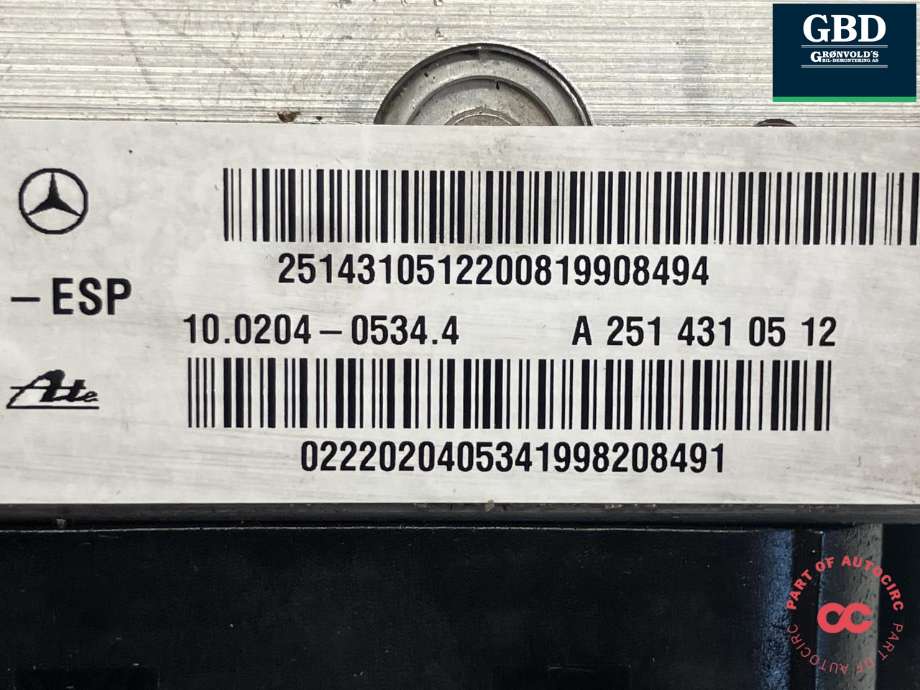 ABS sentral til Mercedes ML 2005-2011 (W164) (W164) (ATE|A 163 430 00 07|A 251 431 05 12|A 251 545 26 32)