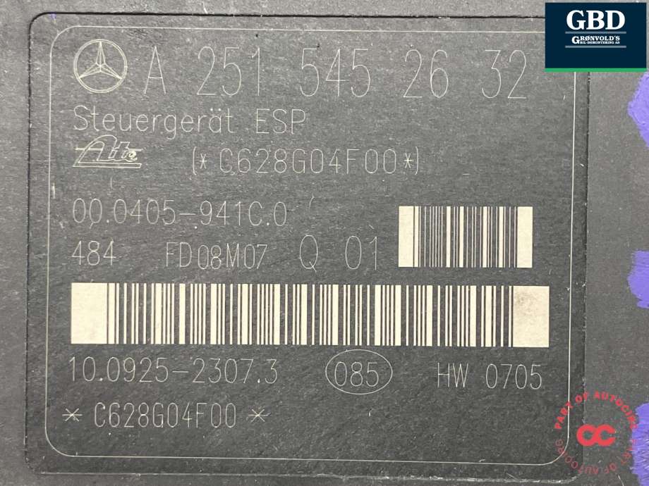 ABS sentral til Mercedes ML 2005-2011 (W164) (W164) (ATE|A 163 430 00 07|A 251 431 05 12|A 251 545 26 32)
