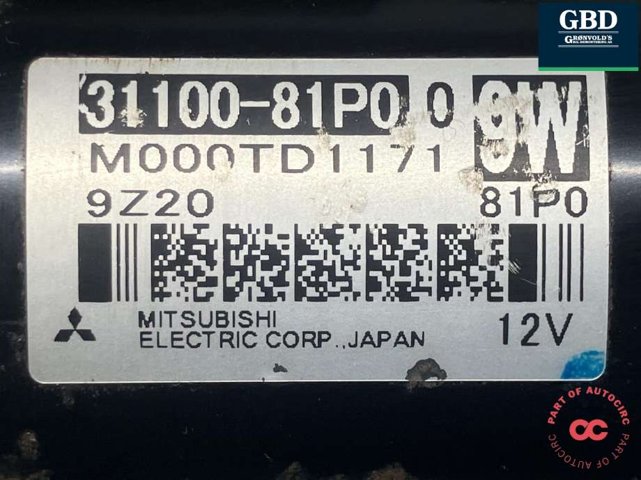 Starter til Suzuki Swift 2017-->> (MITSUBISHI|31100-81P00-000|31100-81P0|M000TD1171)