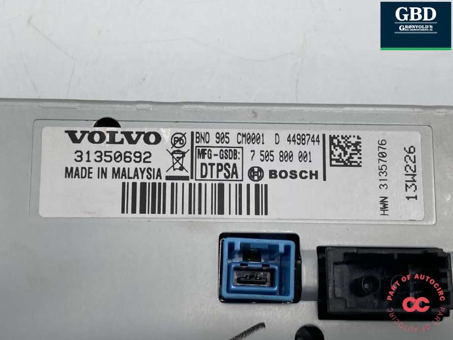 Bilstereo navigasjon skjerm til Volvo V70 2007-2013 (Type III, Fase 1)  (36001984|31350692|)