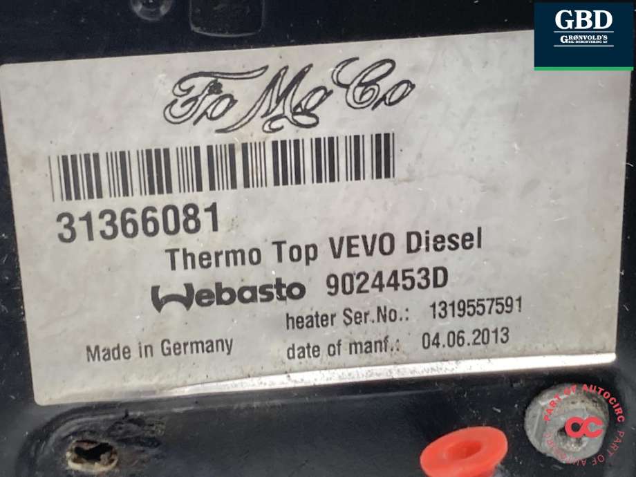 Dieselvarmer til Volvo V70 2007-2013 (Type III, Fase 1)  (30747415|31366081|)
