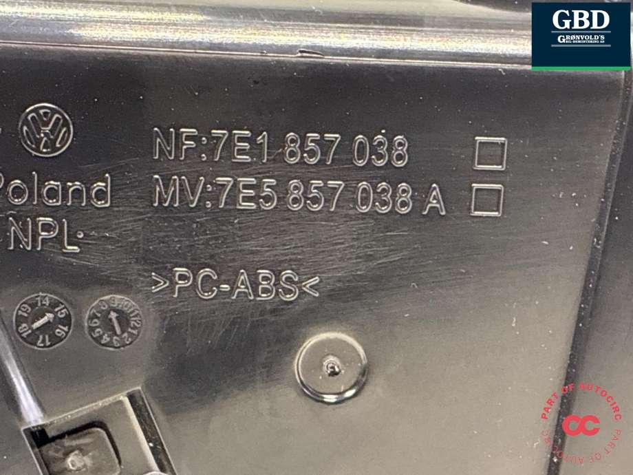 Dashbord friskluftdyse til VW Transporter / Caravelle 2015-2019 (T6) (T6) (7E1 857 038 H|7E1 857 038|)