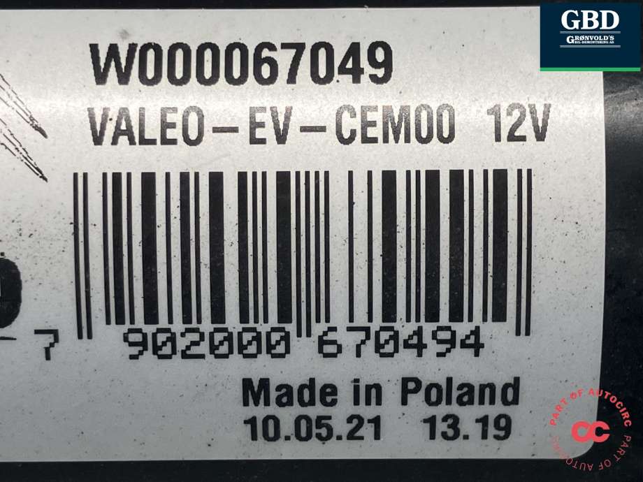 Viskermotor frontrute komplett m/overføring til Opel Vivaro C 2020-->> (VALEO|98 084 652 80|W000067049|)
