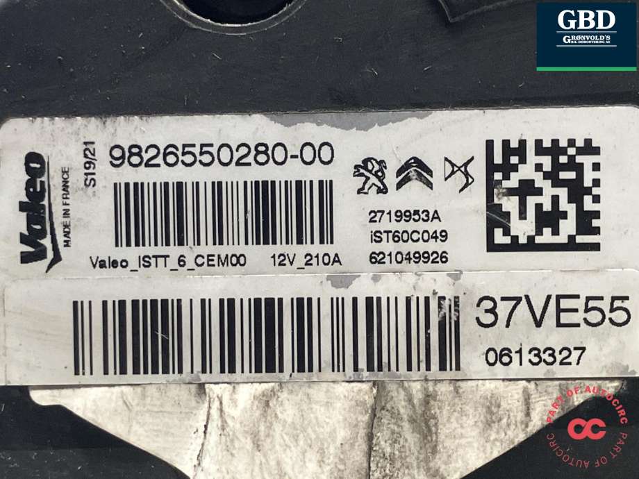 Dynamo diesel til Opel Vivaro C 2020-->> (VALEO|98 265 502 80|16 350 395 80|37VE55)