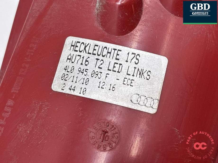 Baklykt venstre til Audi Q7 2010-2015 (Type I, Fase 2) (4L0 833 052|4L0 945 093 F|)