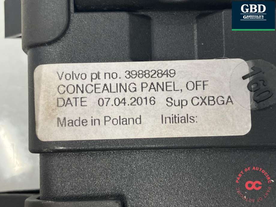 Bagasjerom rollon til Volvo XC70 2014-2016 (Type II, Fase 2) (39882851|39882849|)