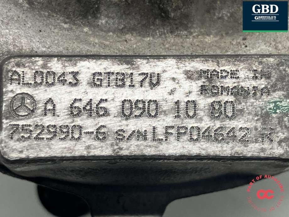 Turbo til Mercedes C-Klasse 2007-2011 (Fase 1) (W204) (W204) (GARRETT|A 646 090 10 80|752990-6|GTB17V)