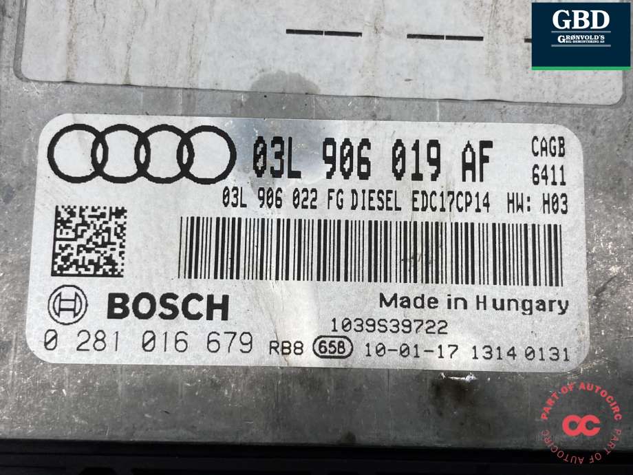 Styreenhet motor til Audi A6 2008-2011 (Type III, Fase 2) (C6) (C6) (03L 906 019 AF|)