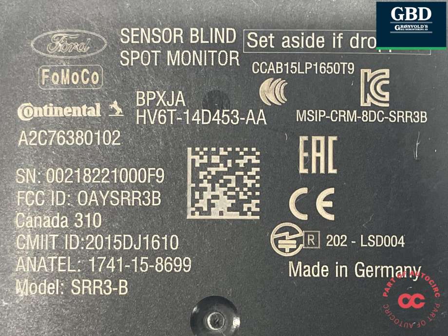 Sensor blindsone til Ford Kuga 2013-2019 (CONTINENTAL|2375377|JV6T-14C689-AC|HV6T-14D453-AA| A2C76380102)
