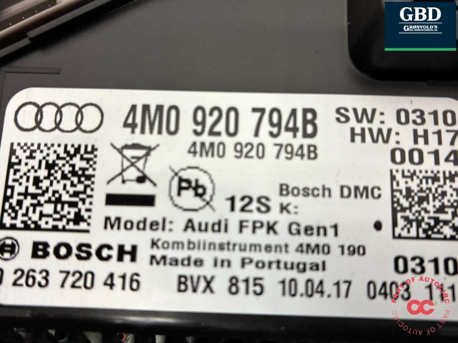 Instrumentpanel til Audi Q7 2015-->> (Type II) (4M0 920 794 B|4M0 920 794 BX|)