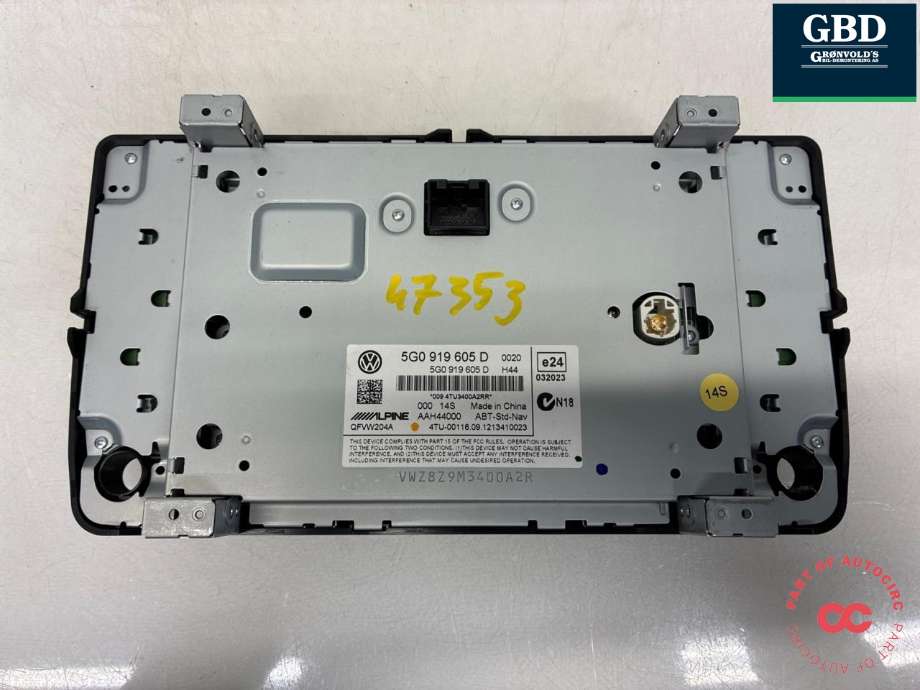 Bilstereo navigasjon skjerm til VW Golf VII 2012-2017 (Fase 1) (5G0 919 605 D|)