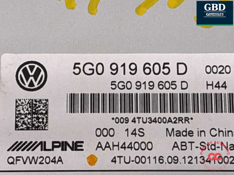 Bilstereo navigasjon skjerm til VW Golf VII 2012-2017 (Fase 1) (5G0 919 605 D|)