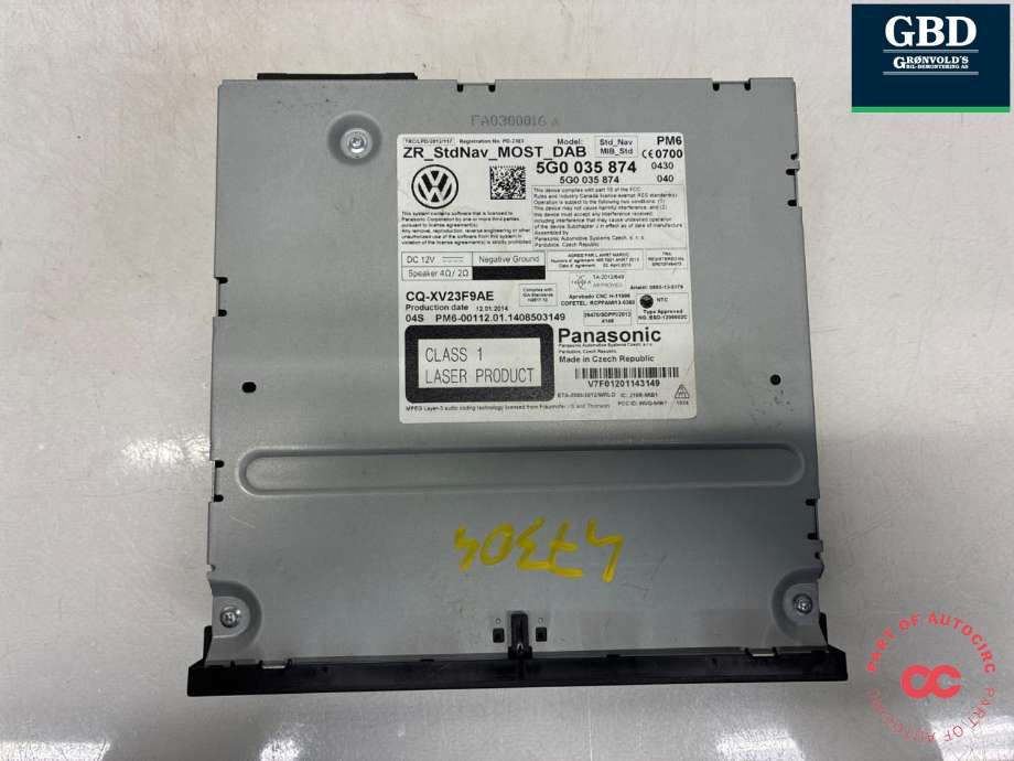 Bilstereo navigasjon spiller til VW Golf VII 2012-2017 (Fase 1) (5G0 035 858|5G0 035 858 X|5G0 035 874)