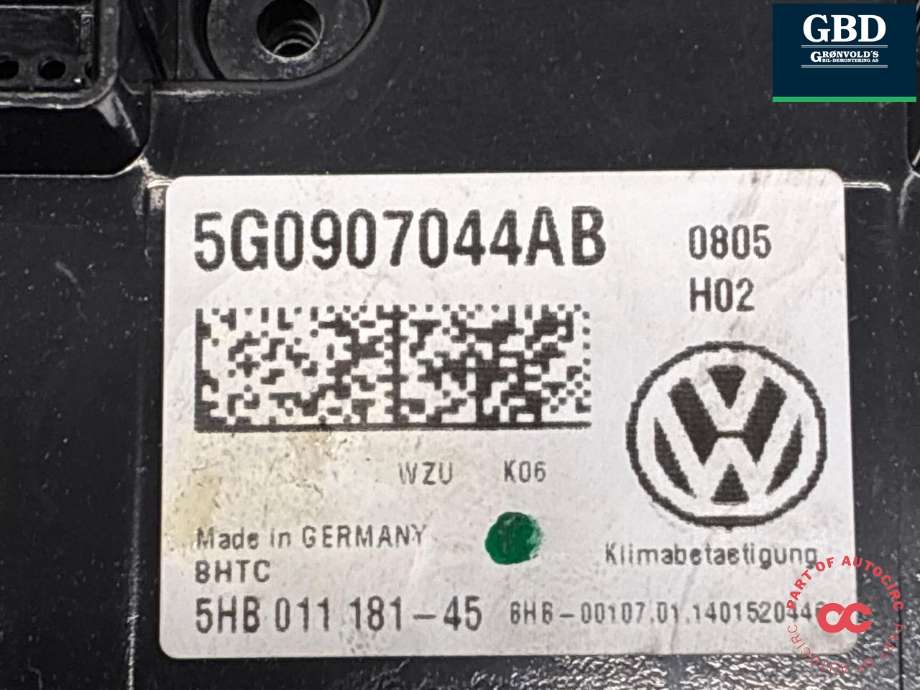 Varmeapparat betjening til VW Golf VII 2012-2017 (Fase 1)  (5G0 907 044 EC WZU|5G0 907 044 BE WZU|5G0907044AB)