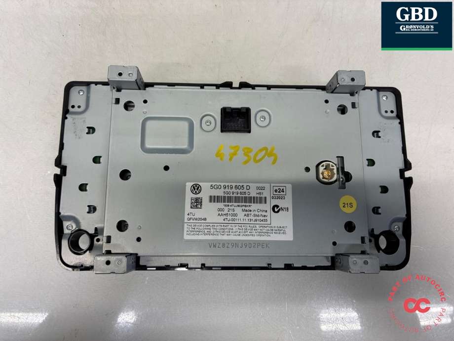 Bilstereo navigasjon skjerm til VW Golf VII 2012-2017 (Fase 1)  (5G0 919 605 D|)