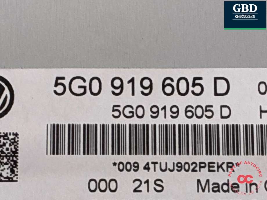 Bilstereo navigasjon skjerm til VW Golf VII 2012-2017 (Fase 1)  (5G0 919 605 D|)