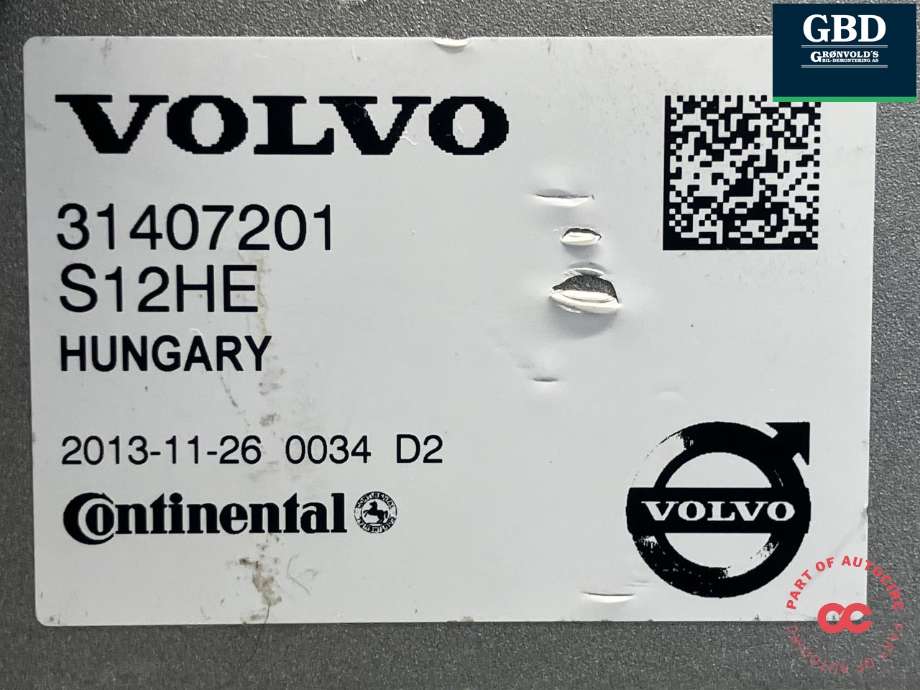 DCDC converter hybrid til Volvo V60/V60 CC 2013-2018 (Type I, Fase 2)  (CONTINENTAL|36002939|31407201|S12HE)