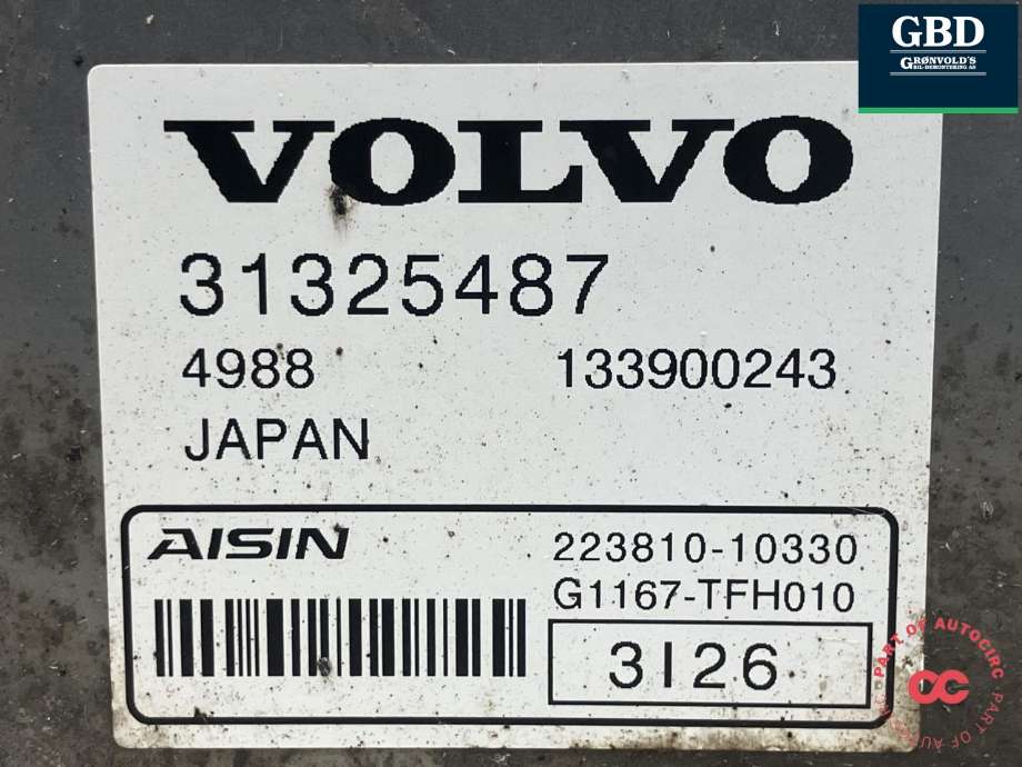 Styreenhet girkasse, hybrid til Volvo V60/V60 CC 2013-2018 (Type I, Fase 2)  (AISIN|31325487|223810-10330)