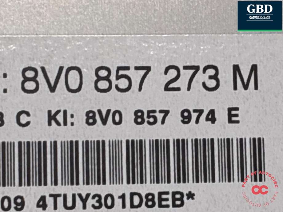 Multimedia display (MCU - Media Controller Unit) til Audi A3 2012-2016 (Type III, Fase 1) (8V0 857 273 M 6PS|8V0 857 273 M|)