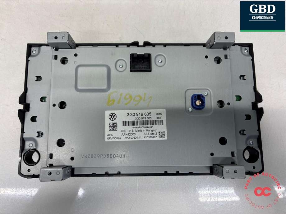 Bilstereo navigasjon skjerm til VW Passat 2015-2019 (Fase 1) (B8) (B8) (3G0 919 605|)
