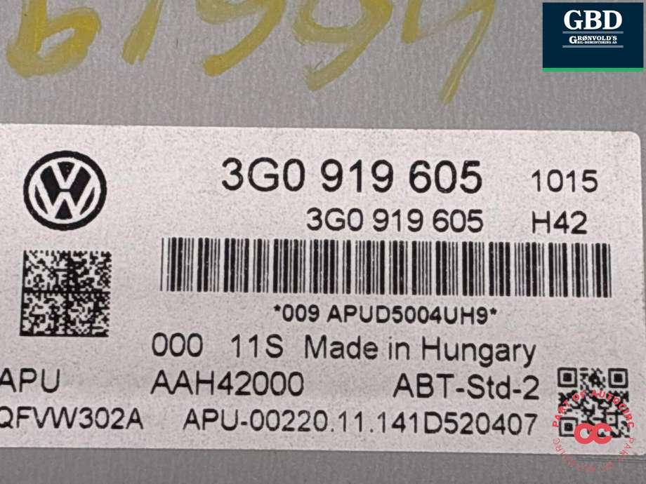 Bilstereo navigasjon skjerm til VW Passat 2015-2019 (Fase 1) (B8) (B8) (3G0 919 605|)