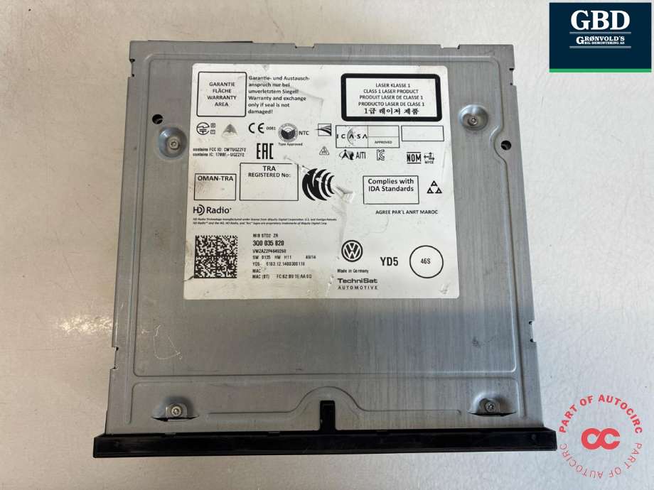 Bilstereo navigasjon spiller til VW Passat 2015-2019 (Fase 1) (B8) (B8) (3Q0 035 820|3Q0 035 820 X|)