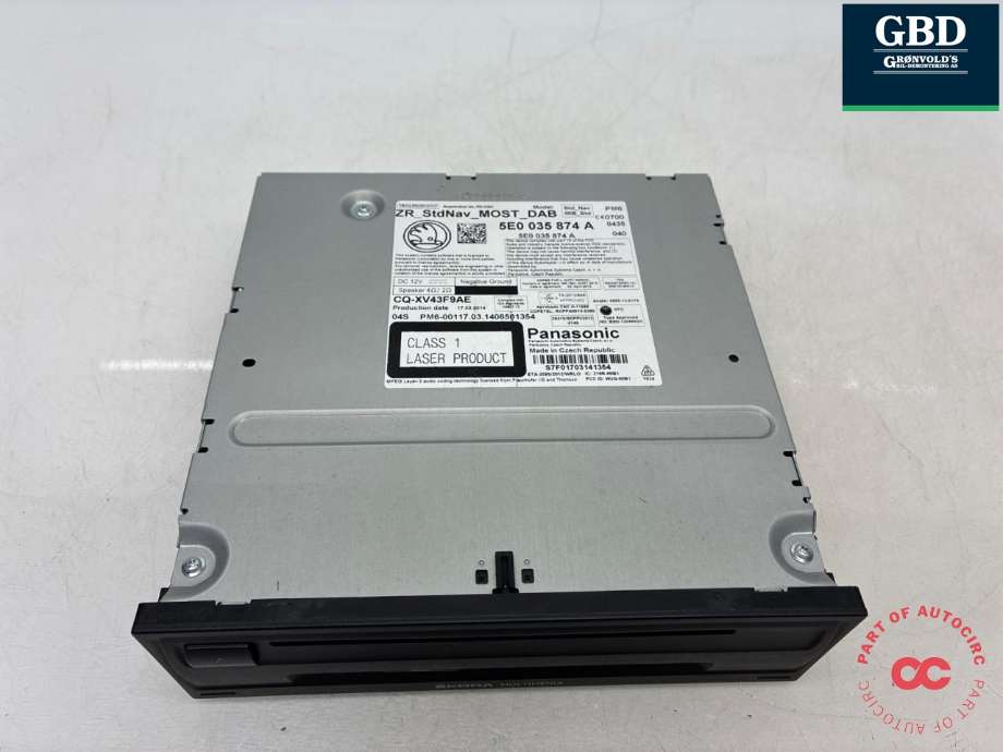 Bilstereo navigasjon spiller til Škoda Octavia 2013-2016 (Type III, Fase 1)  (5E0 035 874 A  WHS|5E0 035 874 A|)