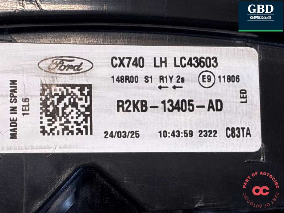 Baklykt venstre til Ford Capri 2024-->> (2805307|RSKB-13405-AD|)