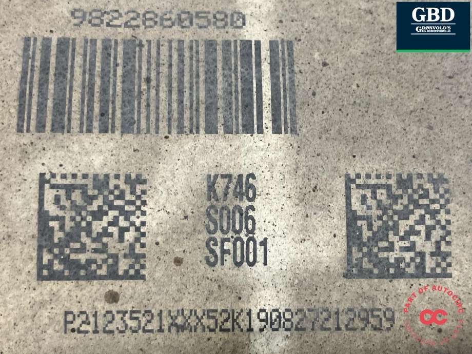 Partikkelfilter til Peugeot Partner 2019-->> (Type III) (98 228 605 80|K746 S006 SF001|)