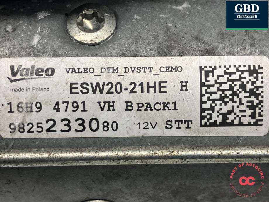 Starter diesel til Peugeot Partner 2019-->> (Type III) (VALEO|98 325 778 80|98 252 330 80|ESW20-21HE)