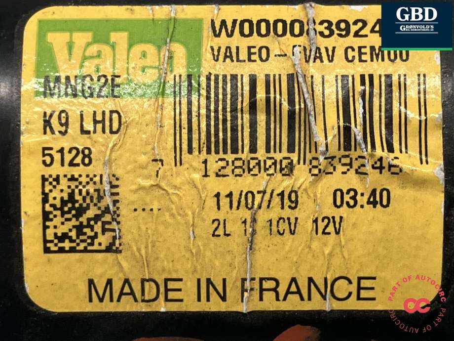 Viskermotor frontrute komplett m/overføring til Peugeot Partner 2019-->> (Type III) (VALEO|98 165 588 80|W000074963|W000083924)