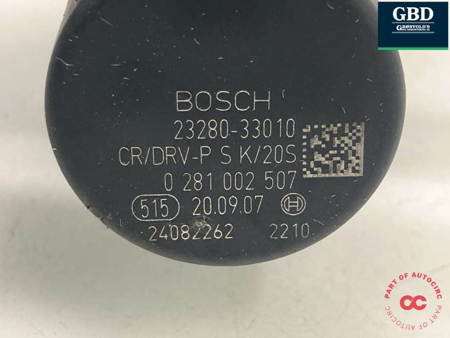 Dyseskinne (fuelrail) til Toyota Auris 2007-2010 (Type I, Fase 1)  (BOSCH|238100N021|2381033021|107780-0452| 0 445 214 132)