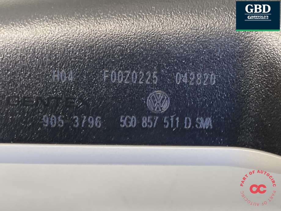 Speil innvendig til Škoda Octavia 2013-2016 (Type III, Fase 1) (5G0 857 511 D 9B9|5G0 857 511 D SMA|)