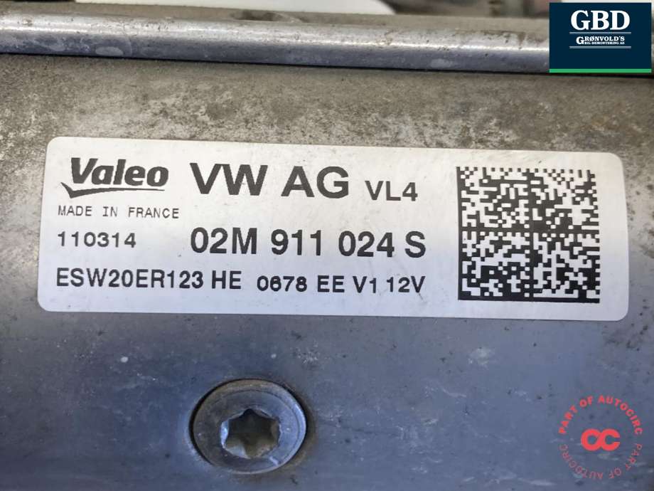 Starter diesel til Škoda Octavia 2013-2016 (Type III, Fase 1) (02M 911 024 B|02M 911 024 S|02M 911 024 SX)