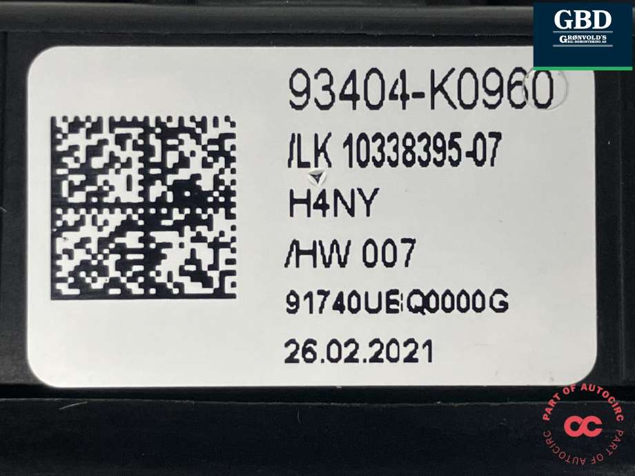 Bryter combi til Kia e-Soul 2019-->> (Type III)  (93404K 0960|93404-K0960|LK 10338395-07)