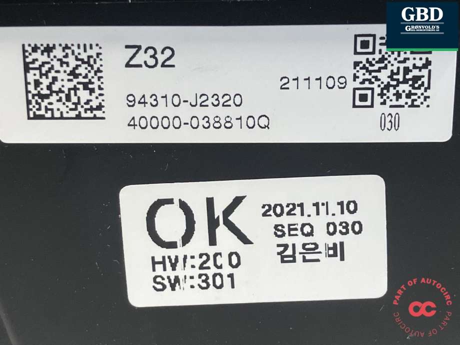 Instrument head-up display (HUD) til Kia e-Soul 2019-->> (Type III) (94310J2320|94310-J2320|40000-038810Q)