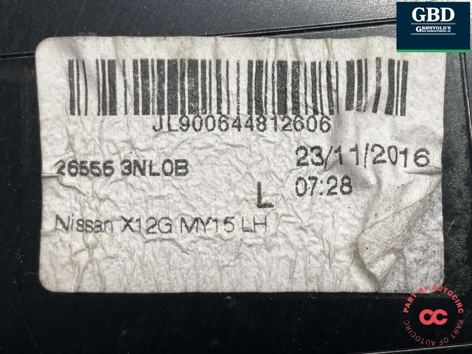 Baklykt venstre til Nissan Leaf 2011-2017 (Type I)  (265553NL0B|JL900644812606|)