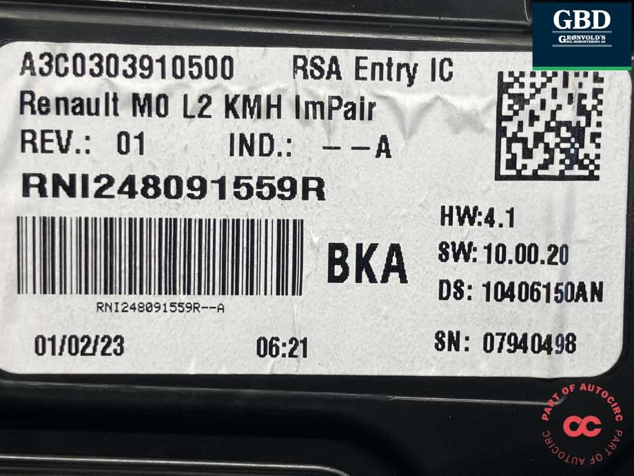 Instrumentpanel til Renault Express 2021-->> (248091559R|A3C0303910500|)