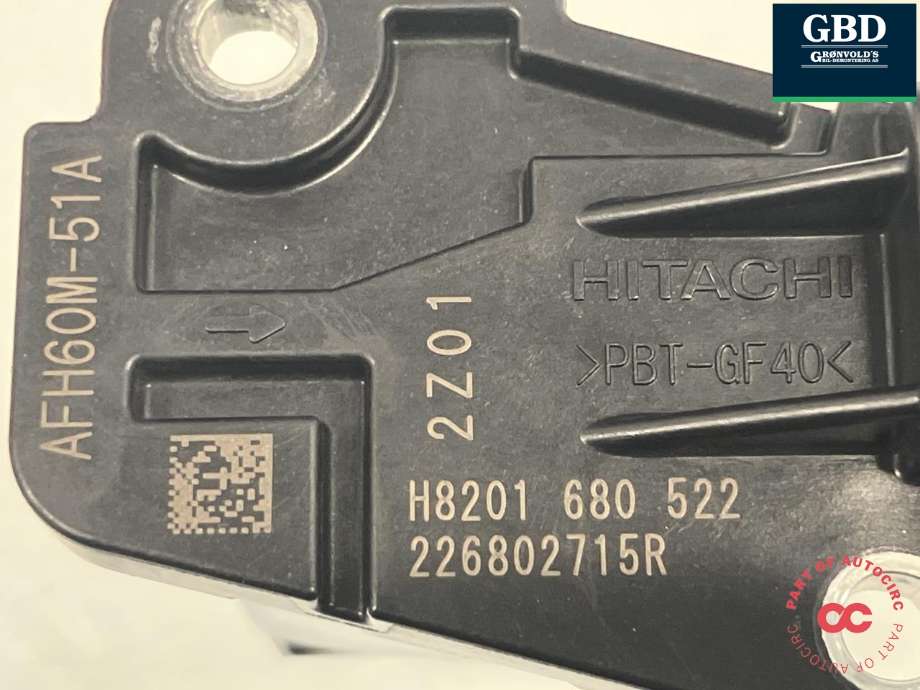 Luftmengde/luftmassemåler til Renault Express 2021-->>  (HITACHI|226802715R|AFH60M-51A|H8201 680 522)