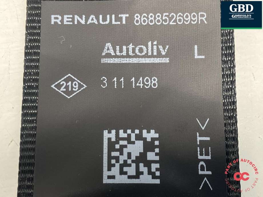 Sikkerhetsbelte foran venstre til Renault Express 2021-->> (AUTOLIV|868852699R|200323|)