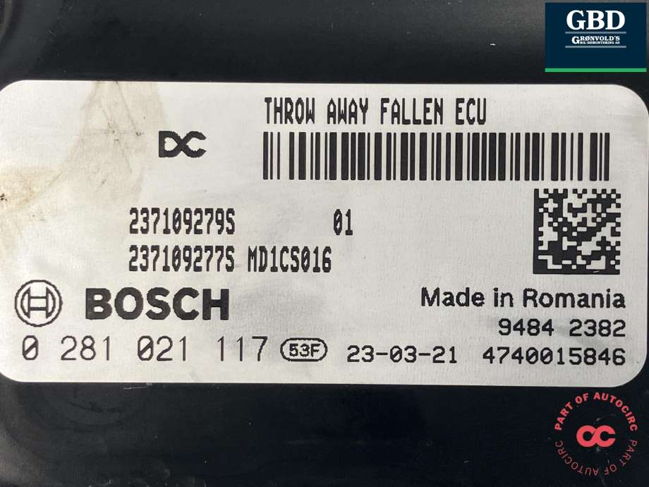 Styreenhet motor til Renault Express 2021-->> (BOSCH|237109279S|0 281 021 117|)