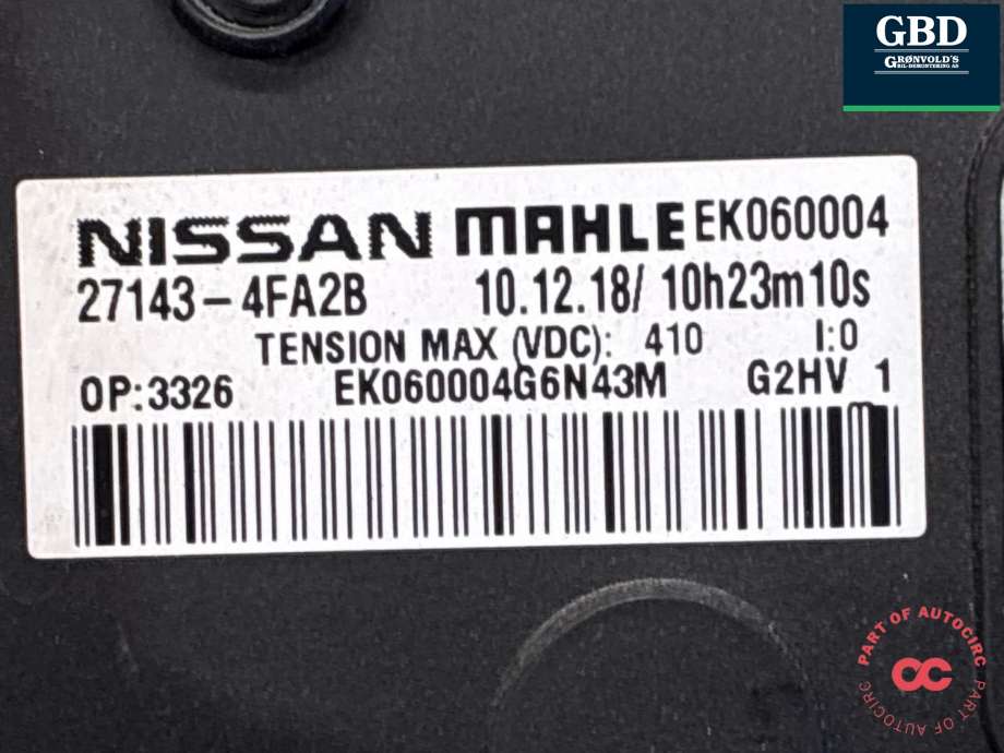 Varmeapparat PTC-heater til Nissan E-NV200 2014-->> (271434FA2B|)