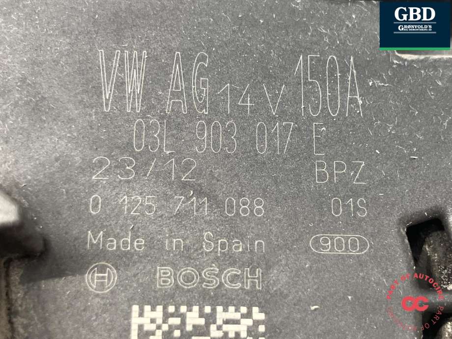 Dynamo diesel til Audi A4 2007-2014 (Type IV) (B8) (B8) (BOSCH|03L 903 017 F|03L 903 017 E|0 125 711 088)