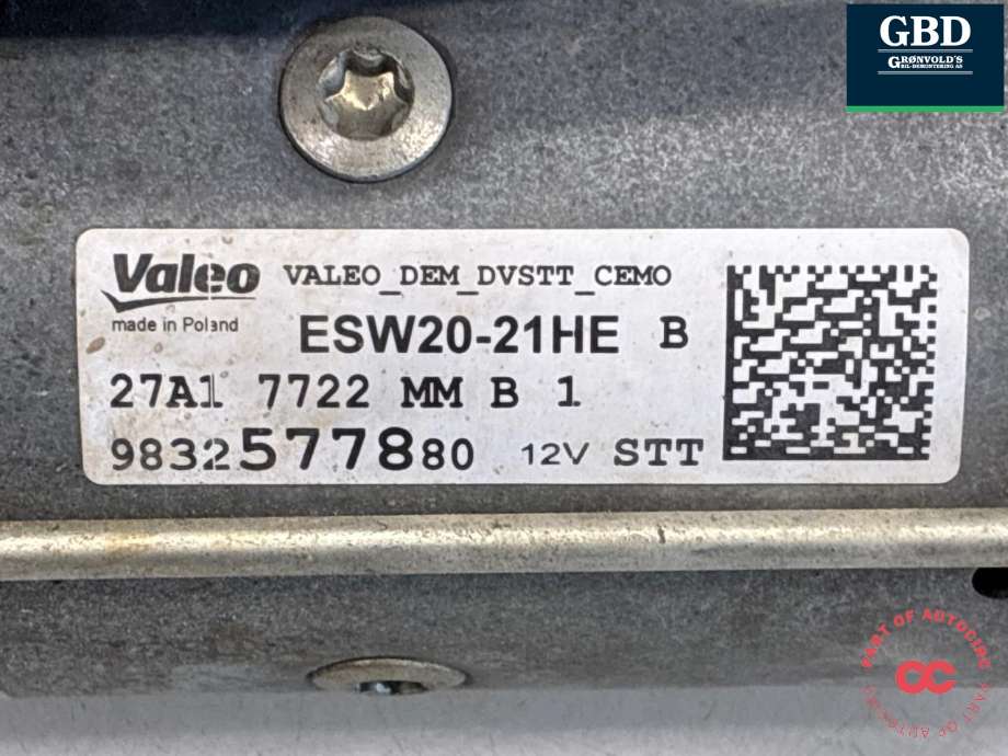 Starter diesel til Toyota Proace 2016-->> (Type II) (SU001B3050|SU001A8161|9832577880)